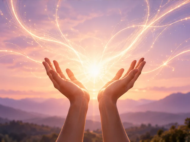 Mãos abertas em direção a uma luz dourada